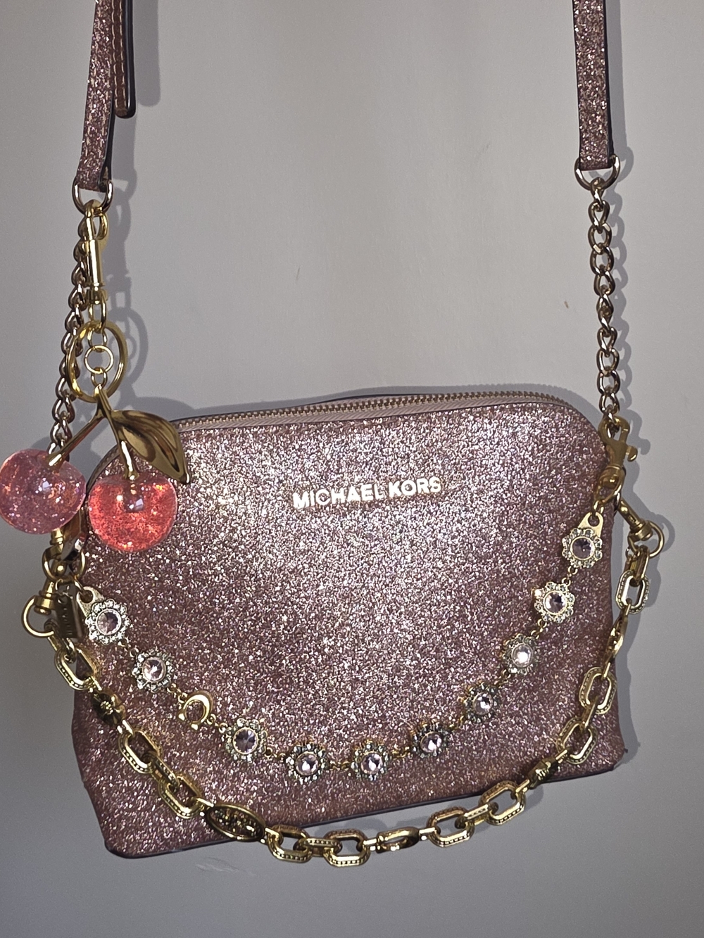 Michael Kors Pink Glitter Crossbody Bag